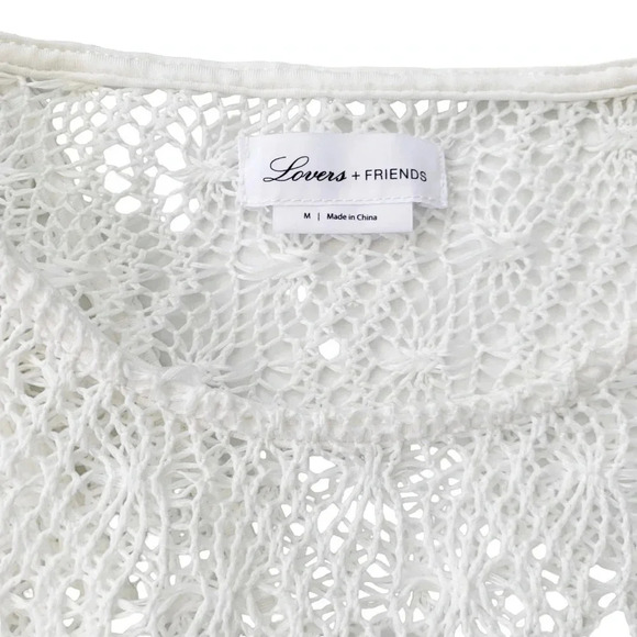 Lovers + Friends Crochet Short Sleeve Maci Cover Up Dress White Size M - Picture 5 of 11